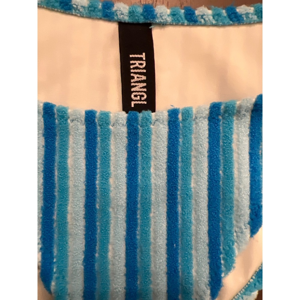 Triangl Blue Striped Terry Cloth Bikini Bottom Women Swimwear XS